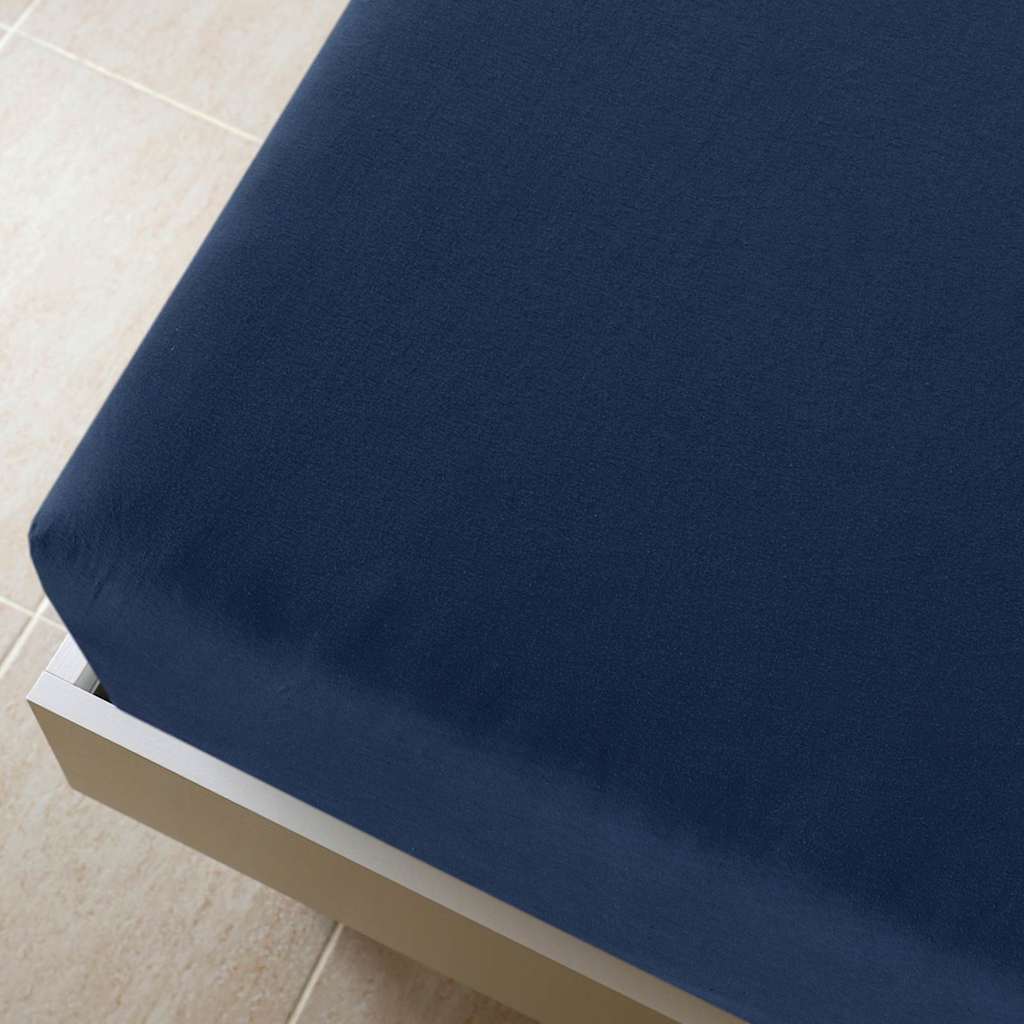 vidaXL Dra-på-lakan jersey marinblå 90x200 cm bomull