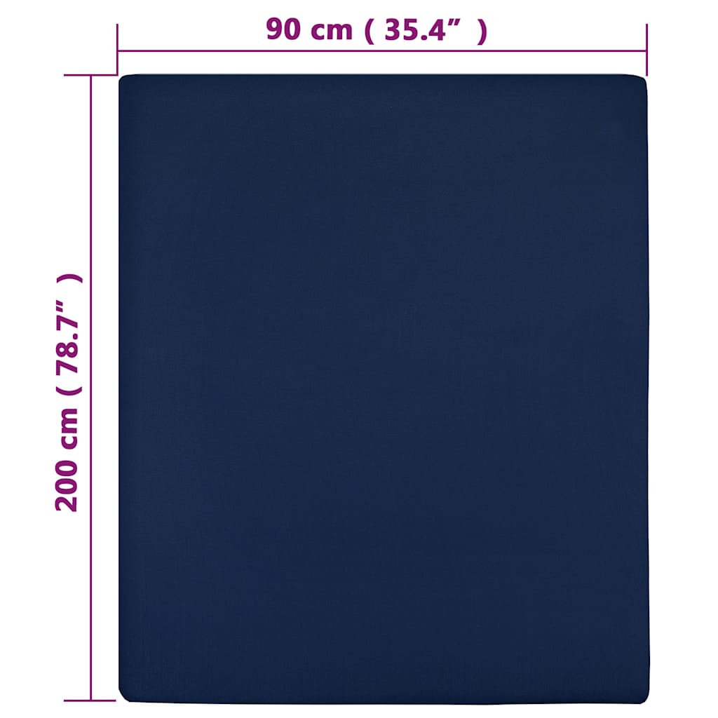 vidaXL Dra-på-lakan jersey 2 st marinblå 90x200 cm bomull