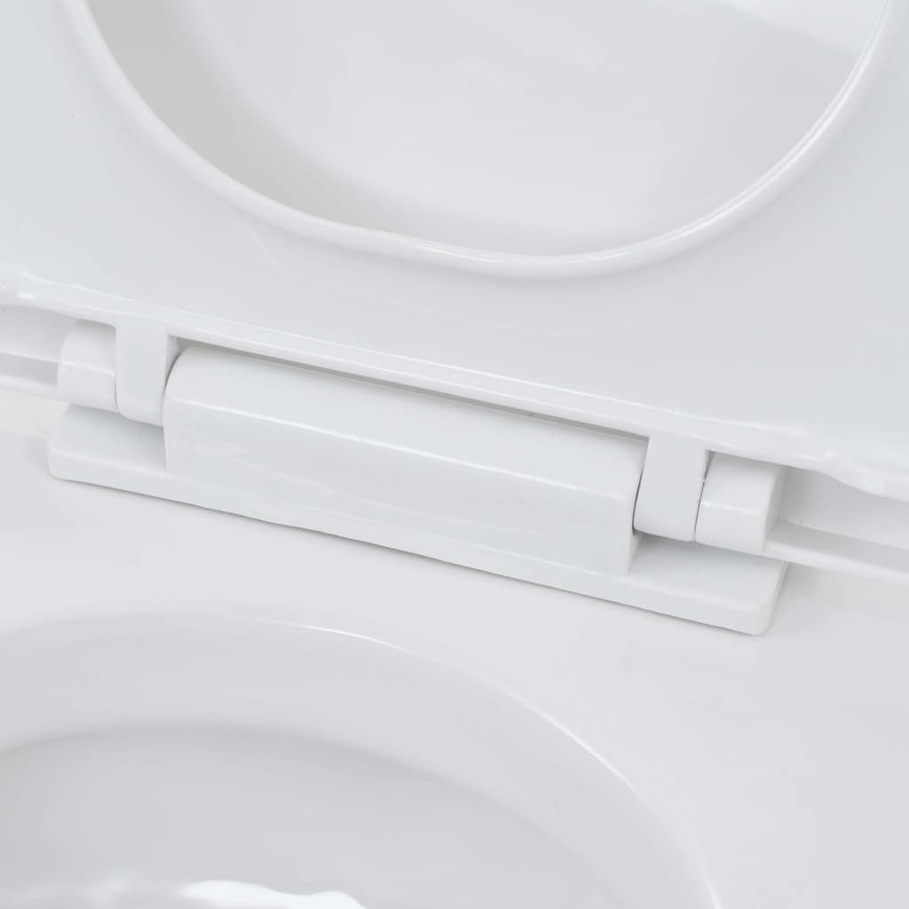 vidaXL Vägghängd toalett med dold hög cistern keramik