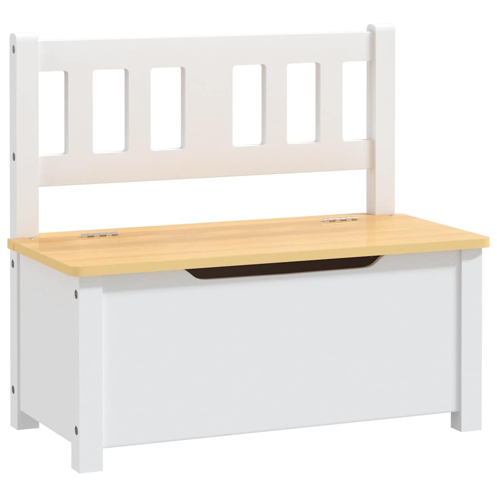 vidaXL Förvaringsbänk barn vit och beige 60x30x55 cm MDF