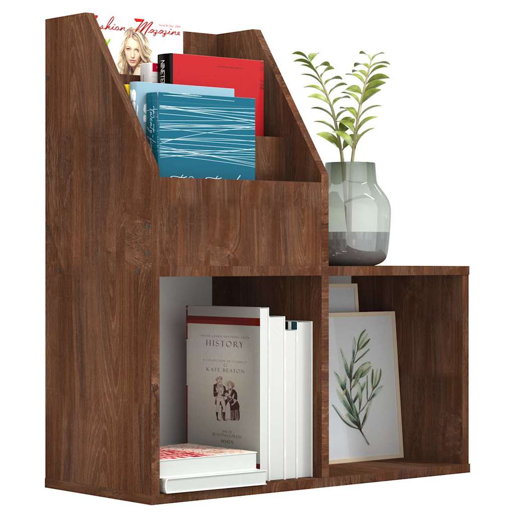 vidaXL Tidningsställ för barn brun ek 71x30x78,5 cm konstruerat trä