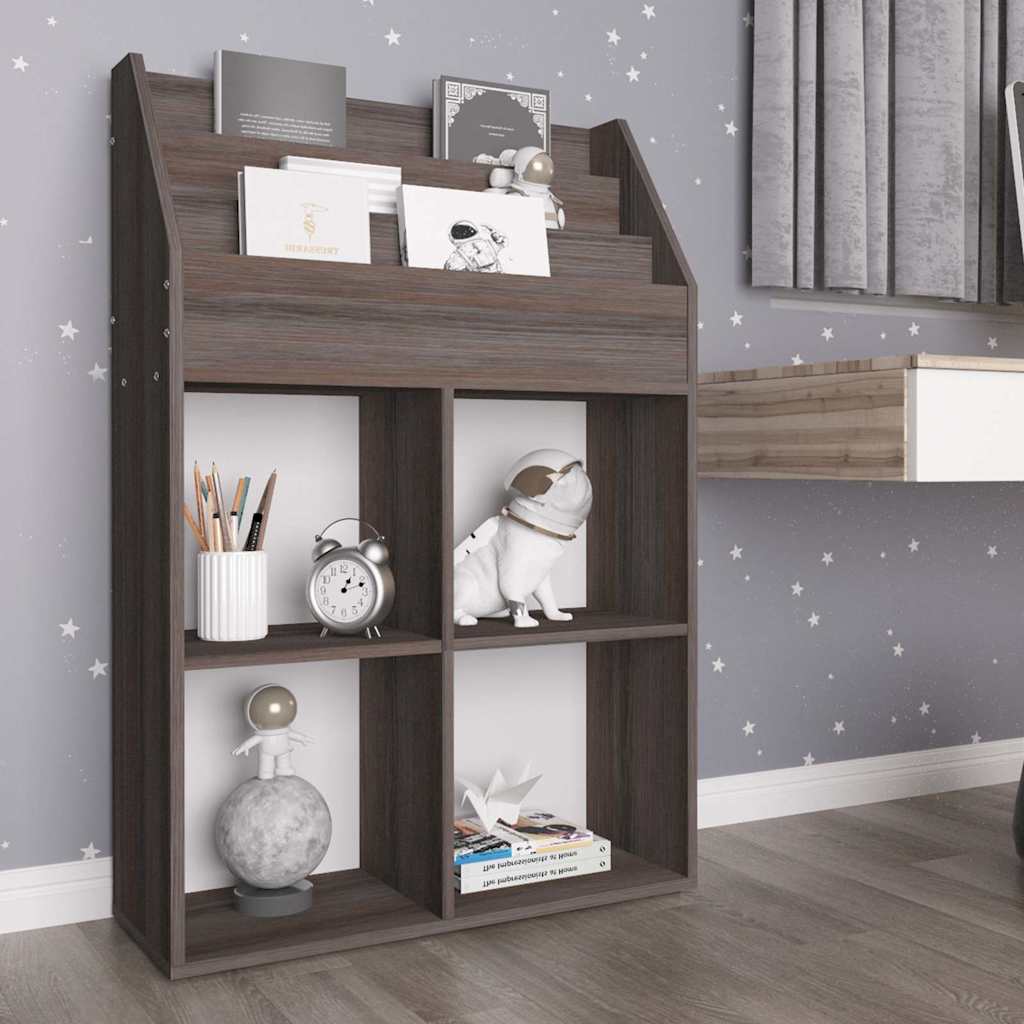 vidaXL Tidningsställ för barn grå 71x30x114 cm konstruerat trä