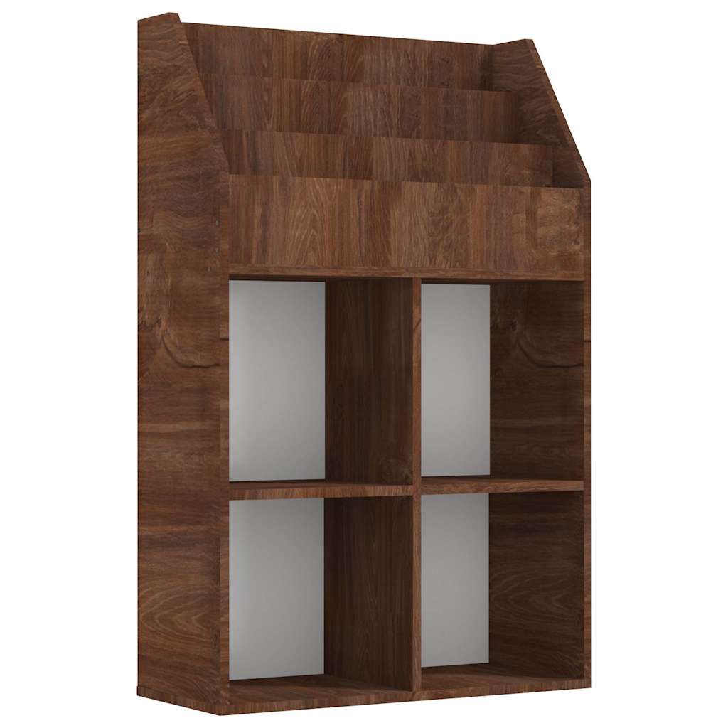 vidaXL Tidningsställ för barn brun ek 71x30x114 cm konstruerat trä