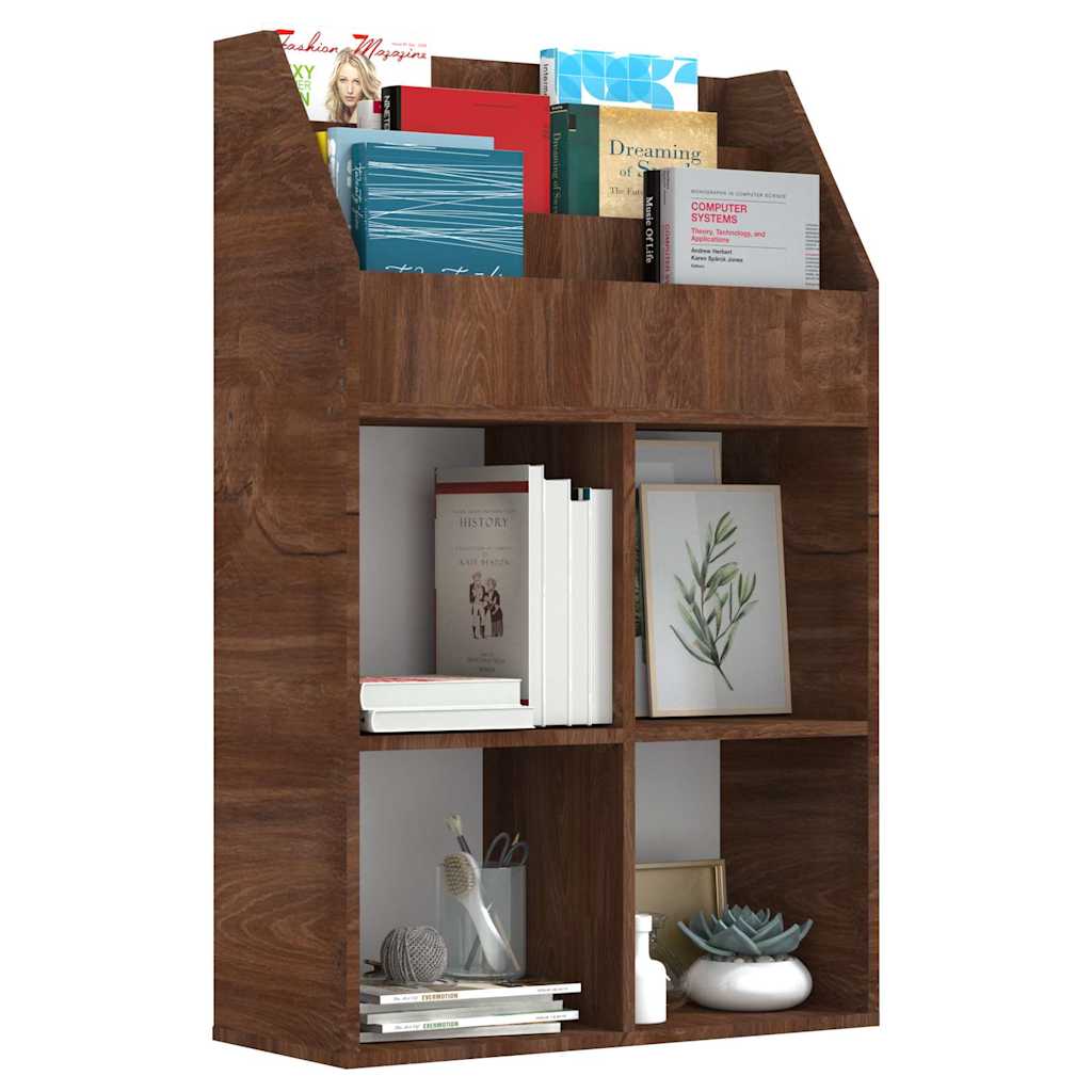 vidaXL Tidningsställ för barn brun ek 71x30x114 cm konstruerat trä