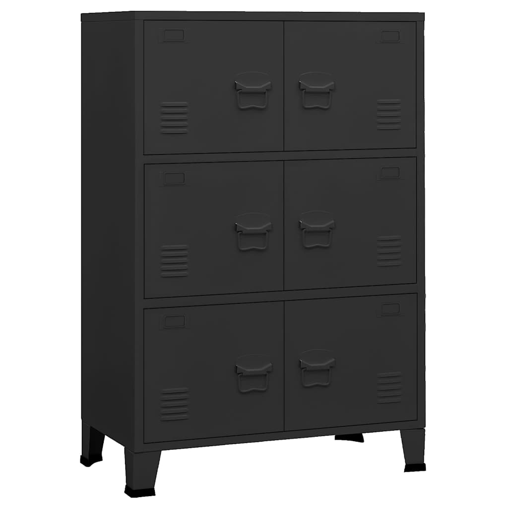 vidaXL Industriellt förvaringsskåp svart 75x40x115 cm metall