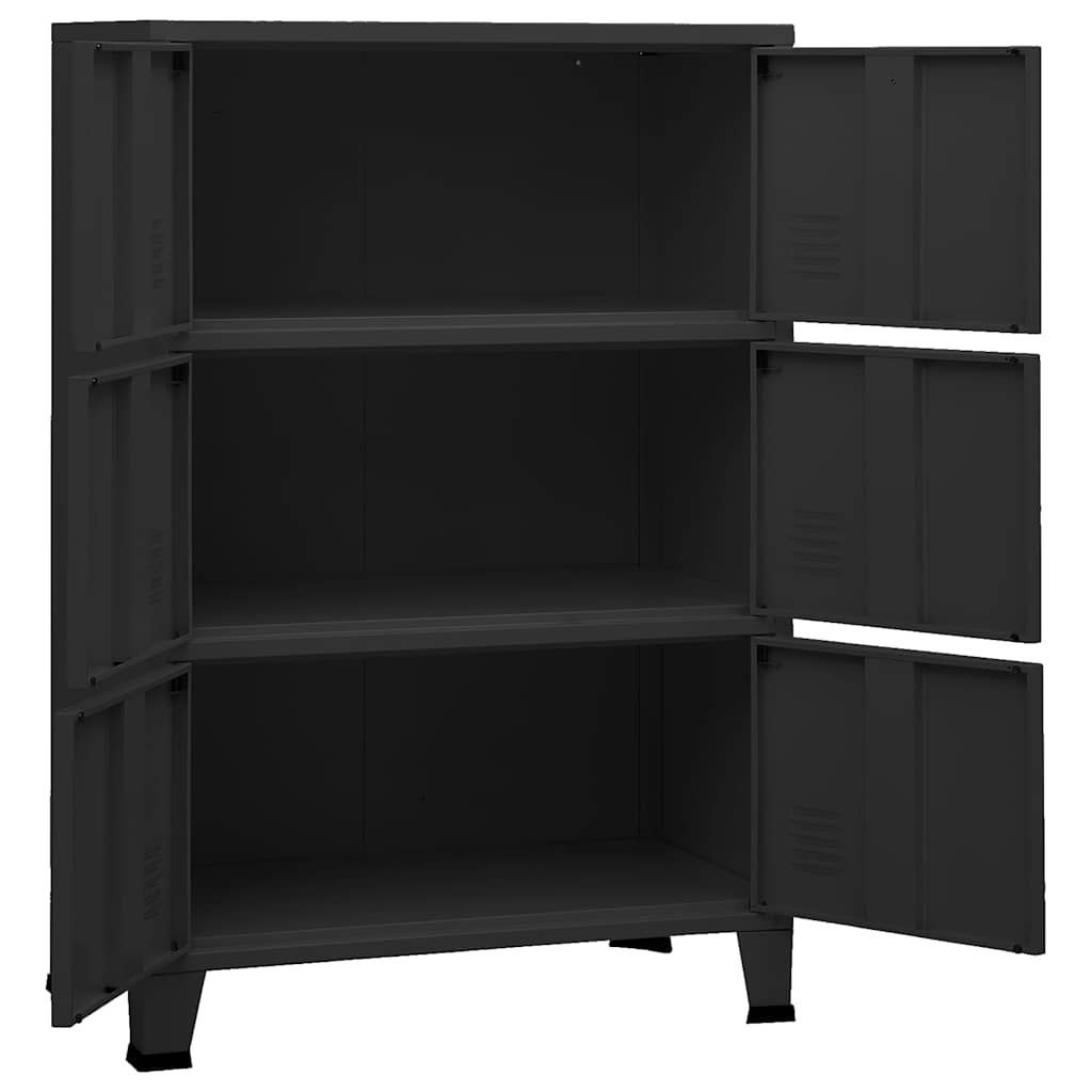 vidaXL Industriellt förvaringsskåp svart 75x40x115 cm metall