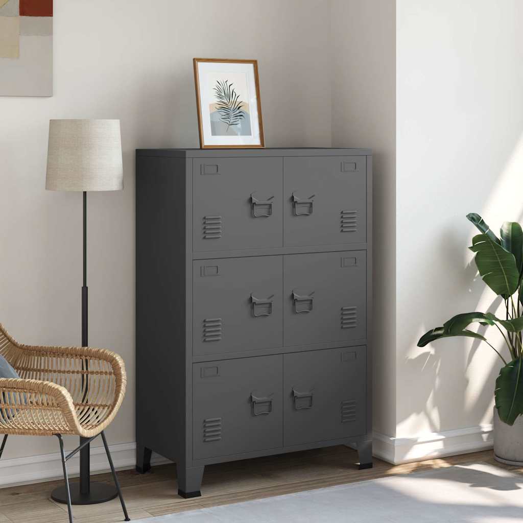 vidaXL Industriellt förvaringsskåp antracit 75x40x115 cm metall