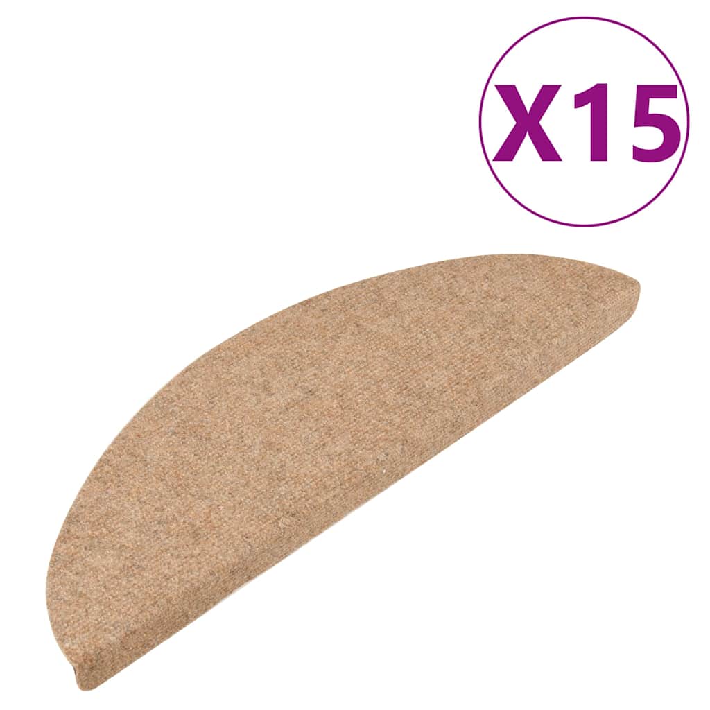 vidaXL Trappstegsmattor självhäftande 15 st 56x17x3 cm beige