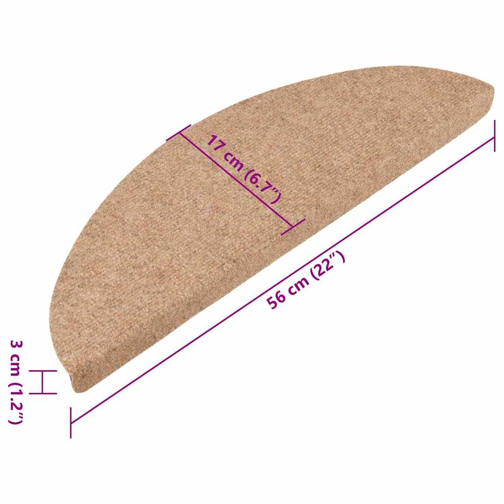 vidaXL Trappstegsmattor självhäftande 15 st 56x17x3 cm beige