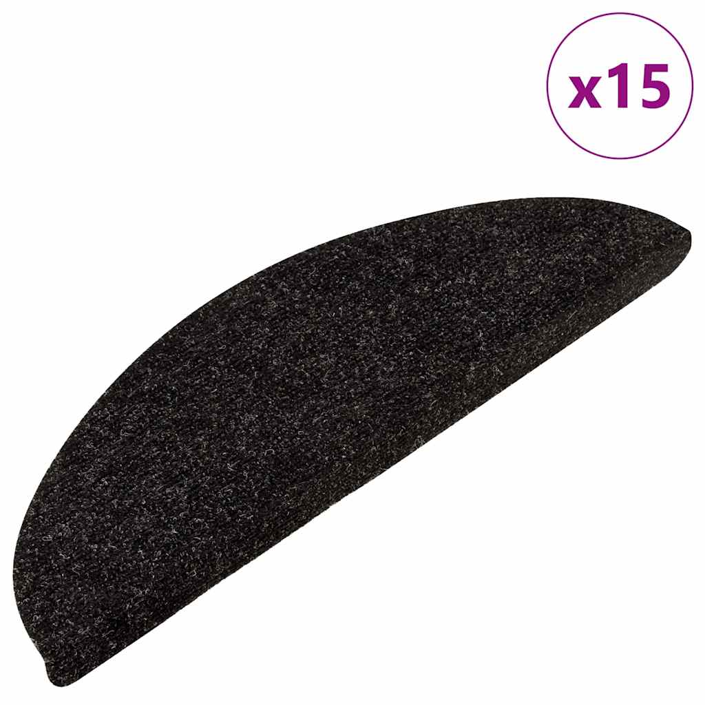 vidaXL Trappstegsmattor självhäftande 15 st 56x17x3 cm antracit