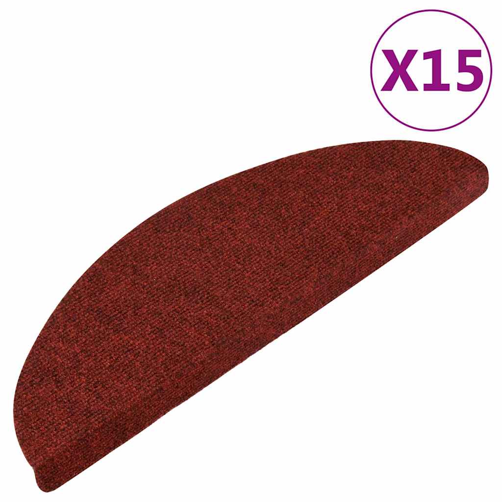 vidaXL Trappstegsmattor självhäftande 15 st 56x17x3 cm röd