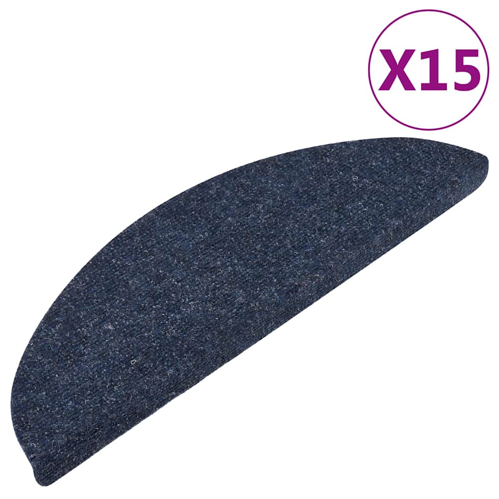 vidaXL Trappstegsmattor självhäftande 15 st 56x17x3 cm blå