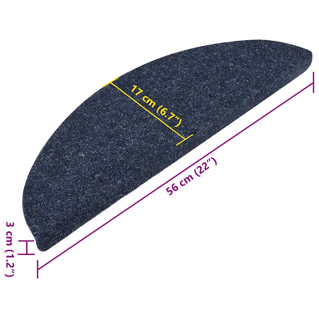 vidaXL Trappstegsmattor självhäftande 15 st 56x17x3 cm blå