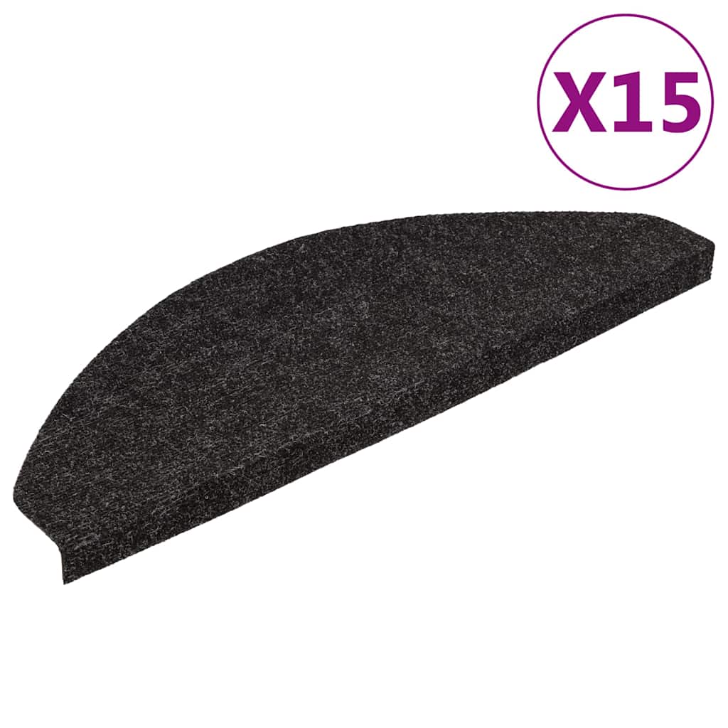 vidaXL Trappstegsmattor självhäftande 15 st 65x22,5x3,5 cm antracit