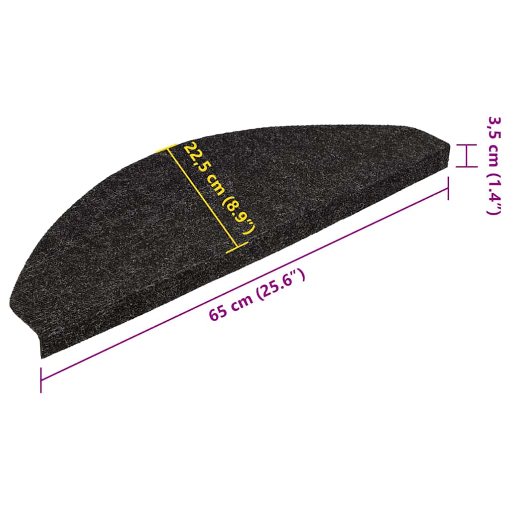 vidaXL Trappstegsmattor självhäftande 15 st 65x22,5x3,5 cm antracit