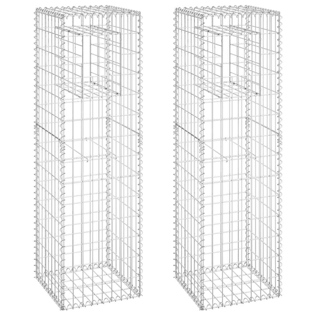 vidaXL Gabionkorgar 2 st stolpformade 40x40x140 cm järn