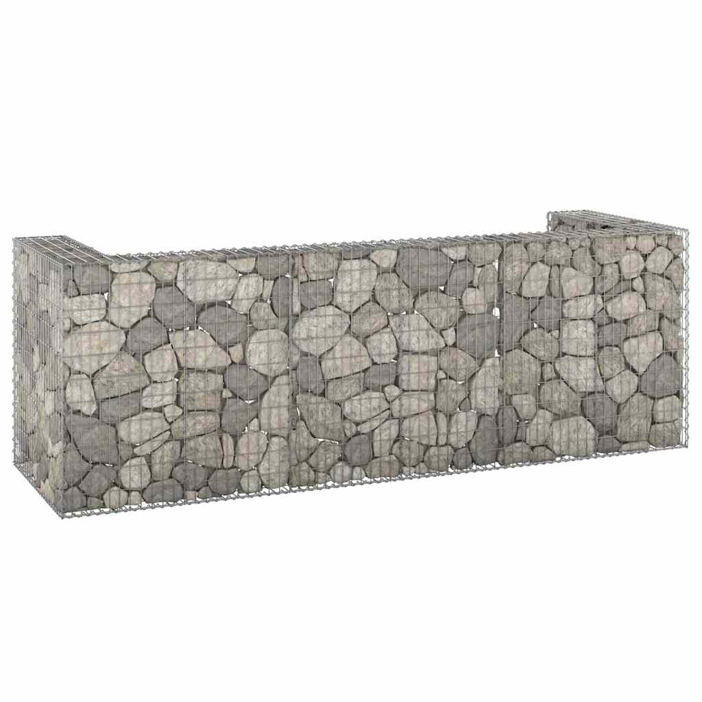 vidaXL Gabionmur för soptunnor galvaniserat stål 325x100x110 cm