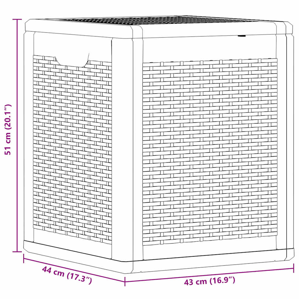vidaXL Dynbox 90 liter svart PP-rotting