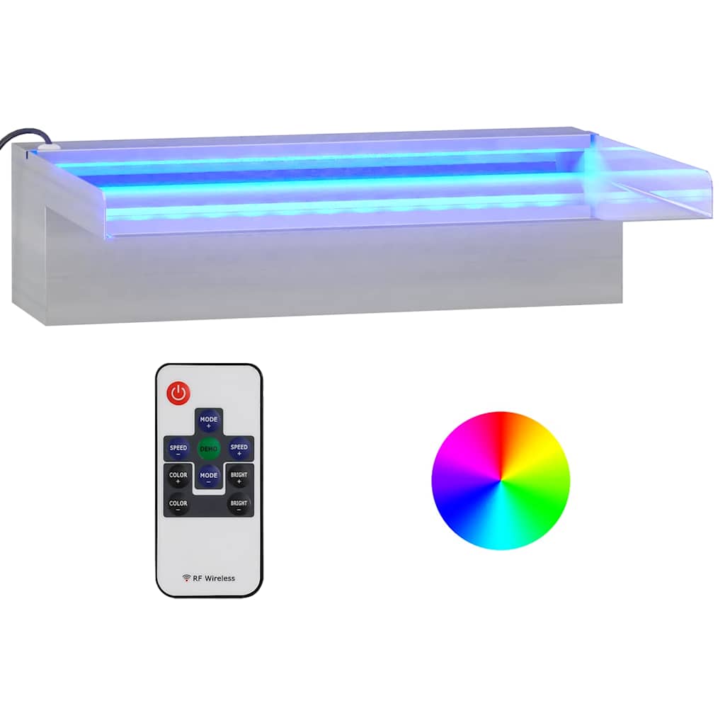 vidaXL Vattenfall med RGB LED rostfritt stål 30 cm