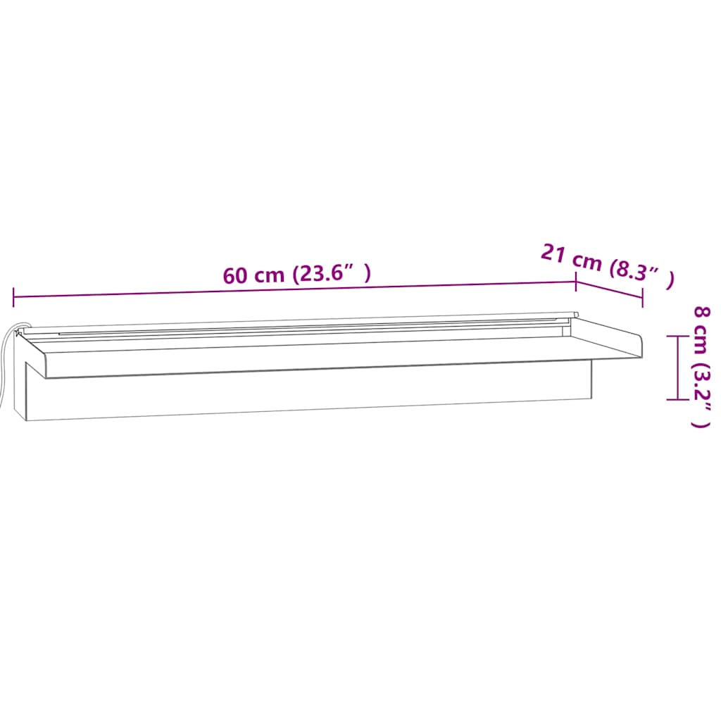 vidaXL Vattenfall med RGB LED rostfritt stål 60 cm