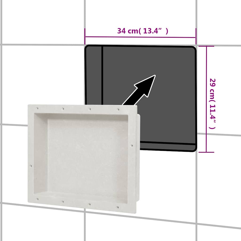 vidaXL Infälld duschhylla niche matt vit 41x51x10 cm