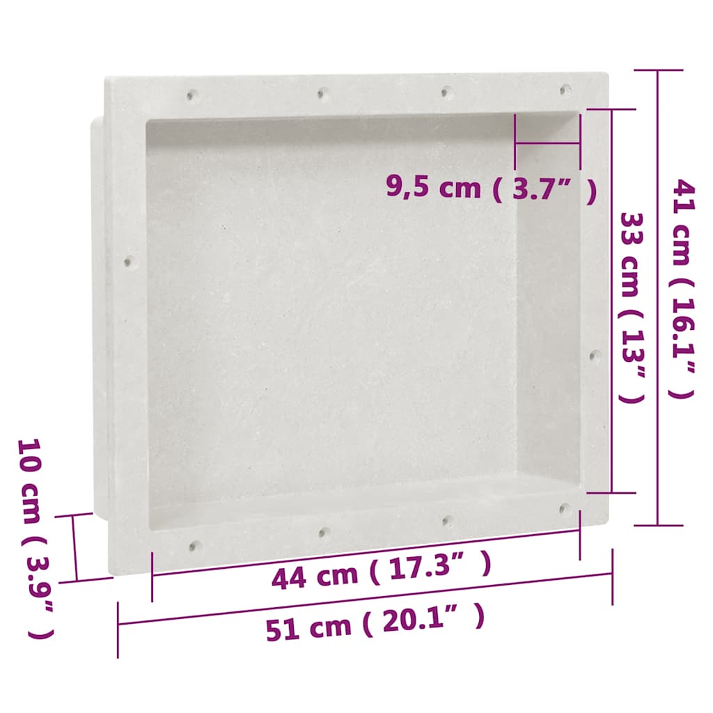 vidaXL Infälld duschhylla niche matt vit 41x51x10 cm