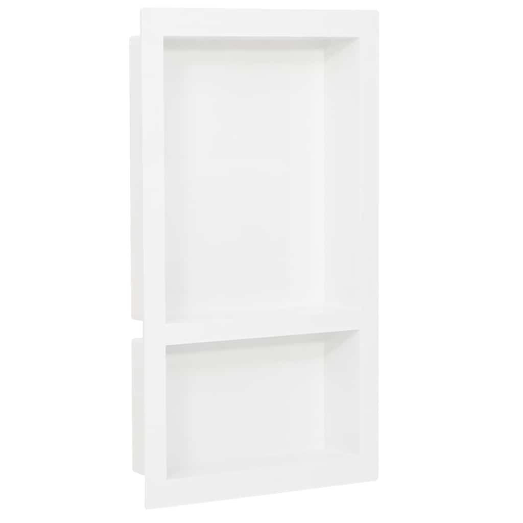 vidaXL Infälld duschhylla niche 2 hyllor matt vit 41x69x9 cm