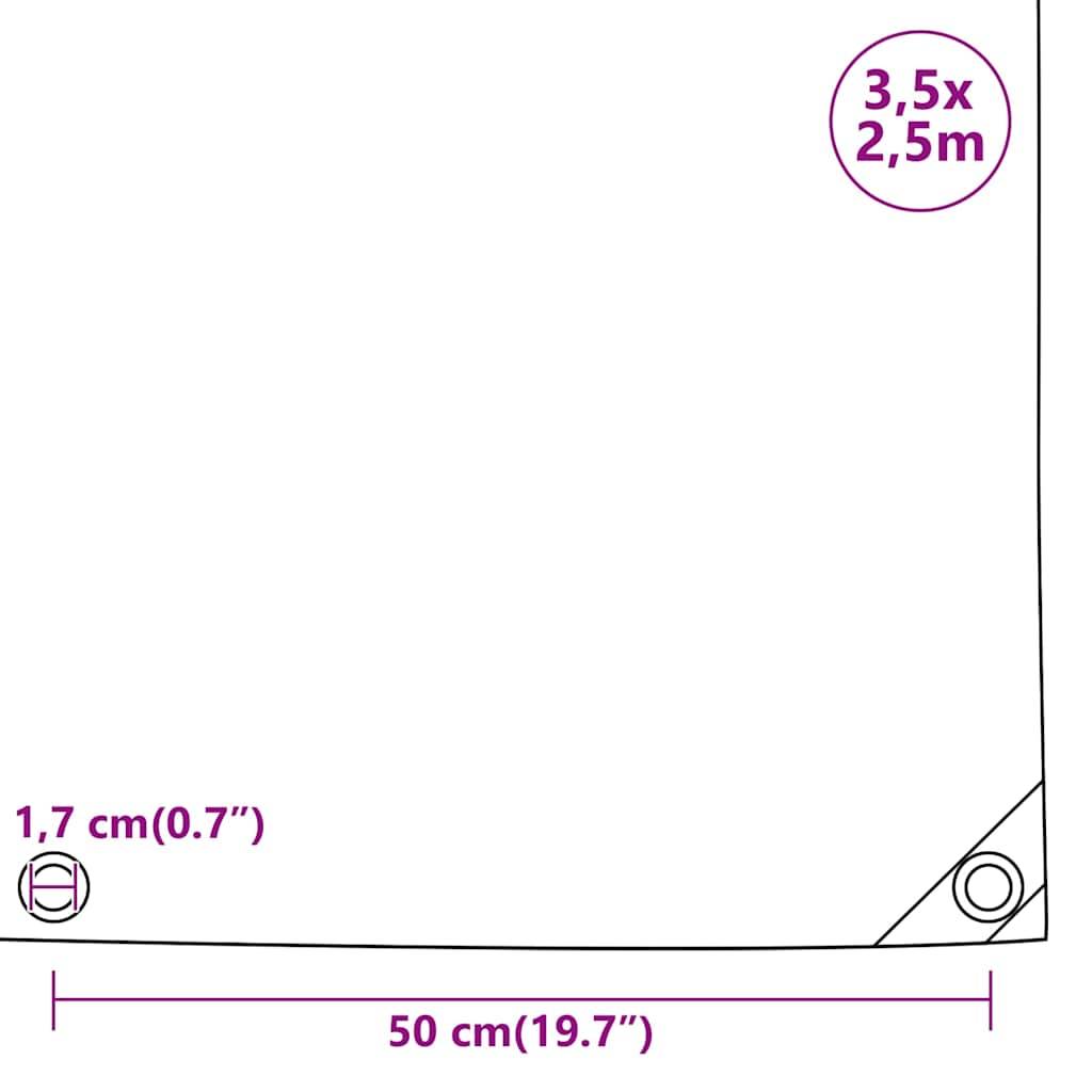 vidaXL Presenning 650 g/m² 3,5x2,5 m svart