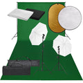 vidaXL Fotostudio med lampor, bakgrund och reflexskärm