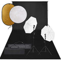 vidaXL Fotostudio med lampor, bakgrund och reflexskärm