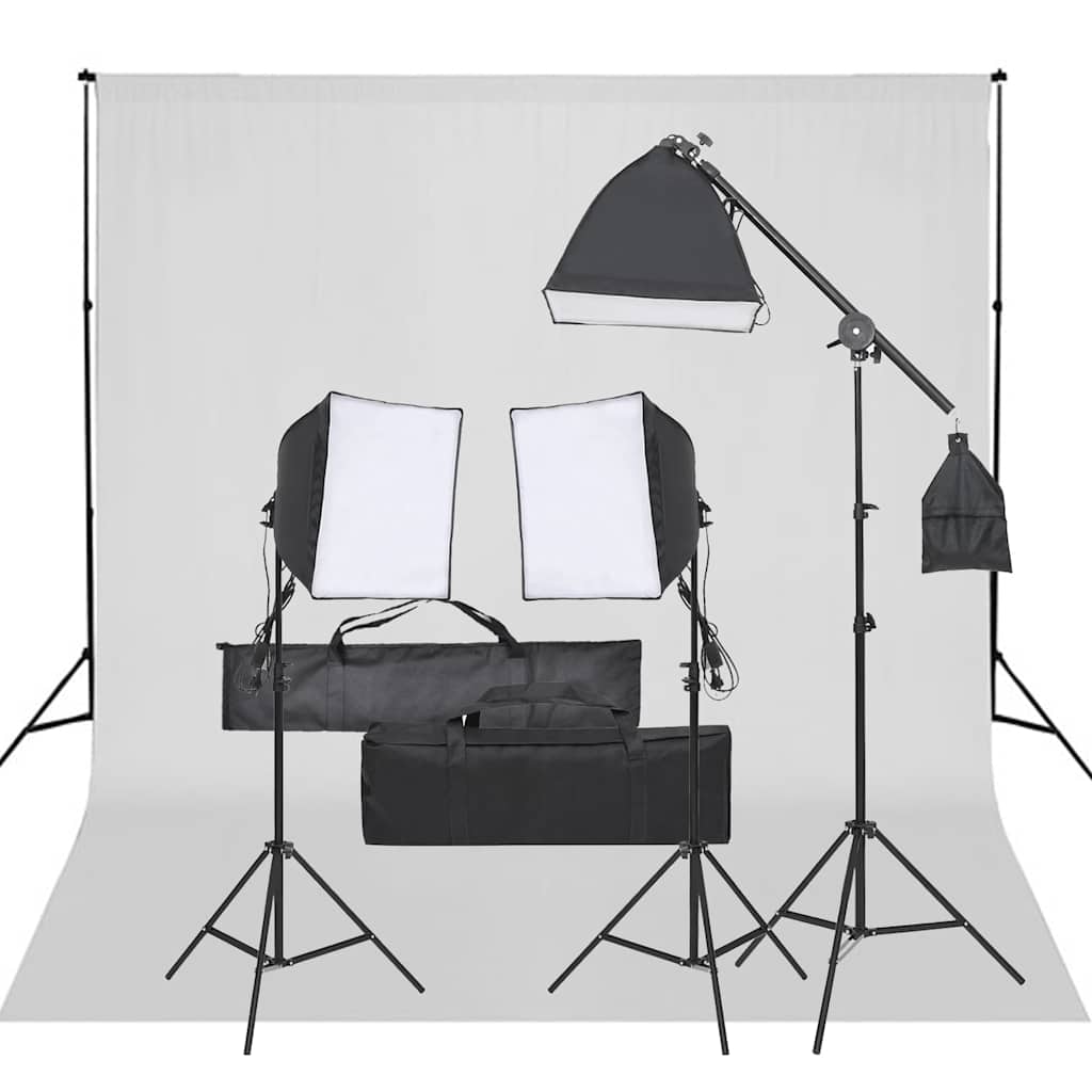 vidaXL Fotostudio med lampor och bakgrund