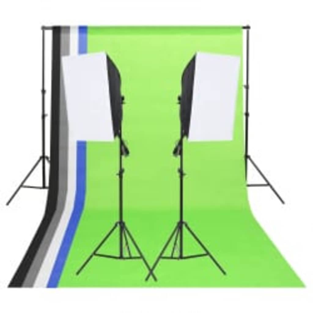 vidaXL Fotostudio med lampor, bakgrund och reflexskärm
