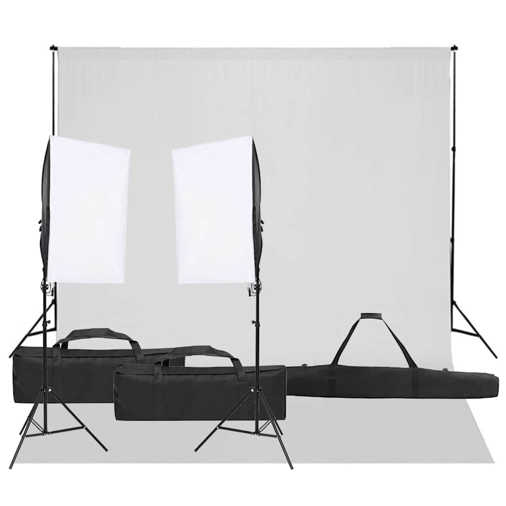 vidaXL Fotostudio med lampor och bakgrund