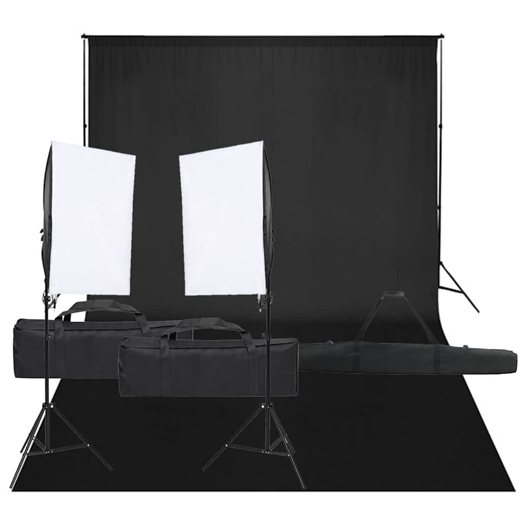 vidaXL Fotostudio med lampor och bakgrund