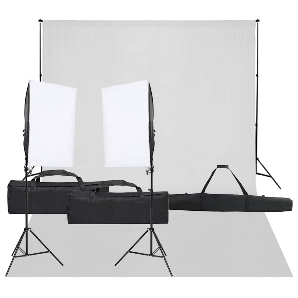 vidaXL Fotostudio med lampor och bakgrund