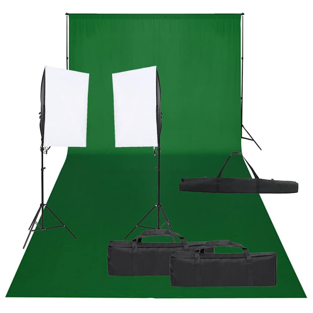 vidaXL Fotostudio med lampor och bakgrund