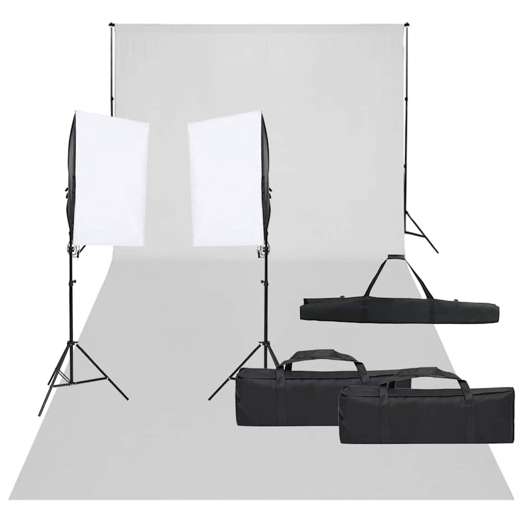 vidaXL Fotostudio med lampor och bakgrund