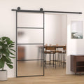 vidaXL Skjutdörr frostat ESG-glas och aluminium 90x205 cm svart