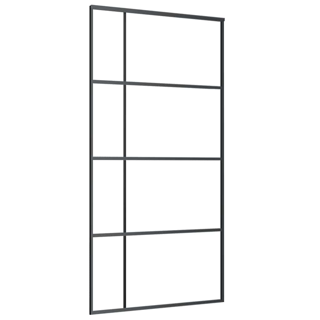 vidaXL Skjutdörr frostat ESG-glas och aluminium 102,5x205 cm svart