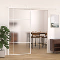 vidaXL Skjutdörr frostat ESG-glas och aluminium 102,5x205 cm vit