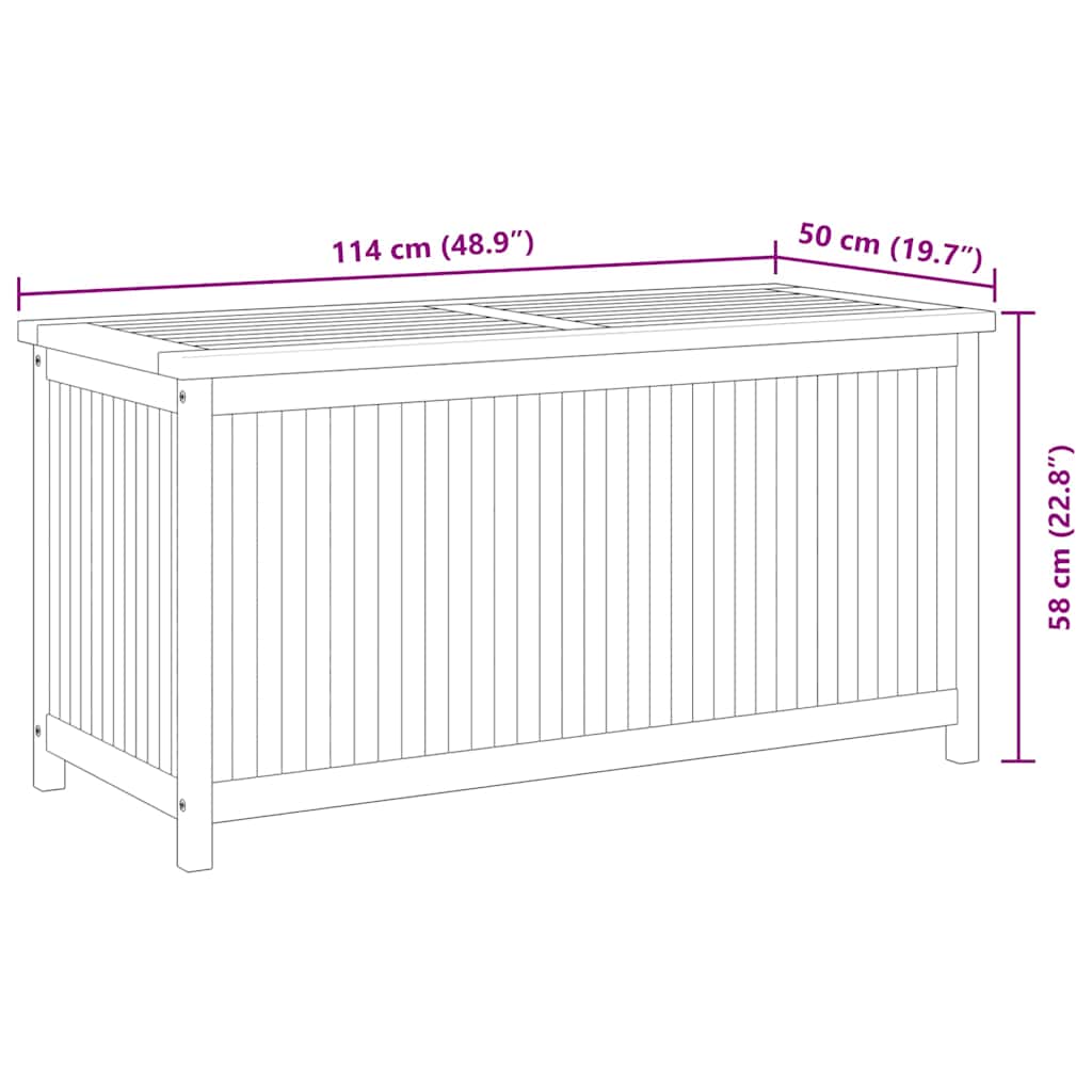 vidaXL Trädgårdslåda 114x50x58 cm massiv teak