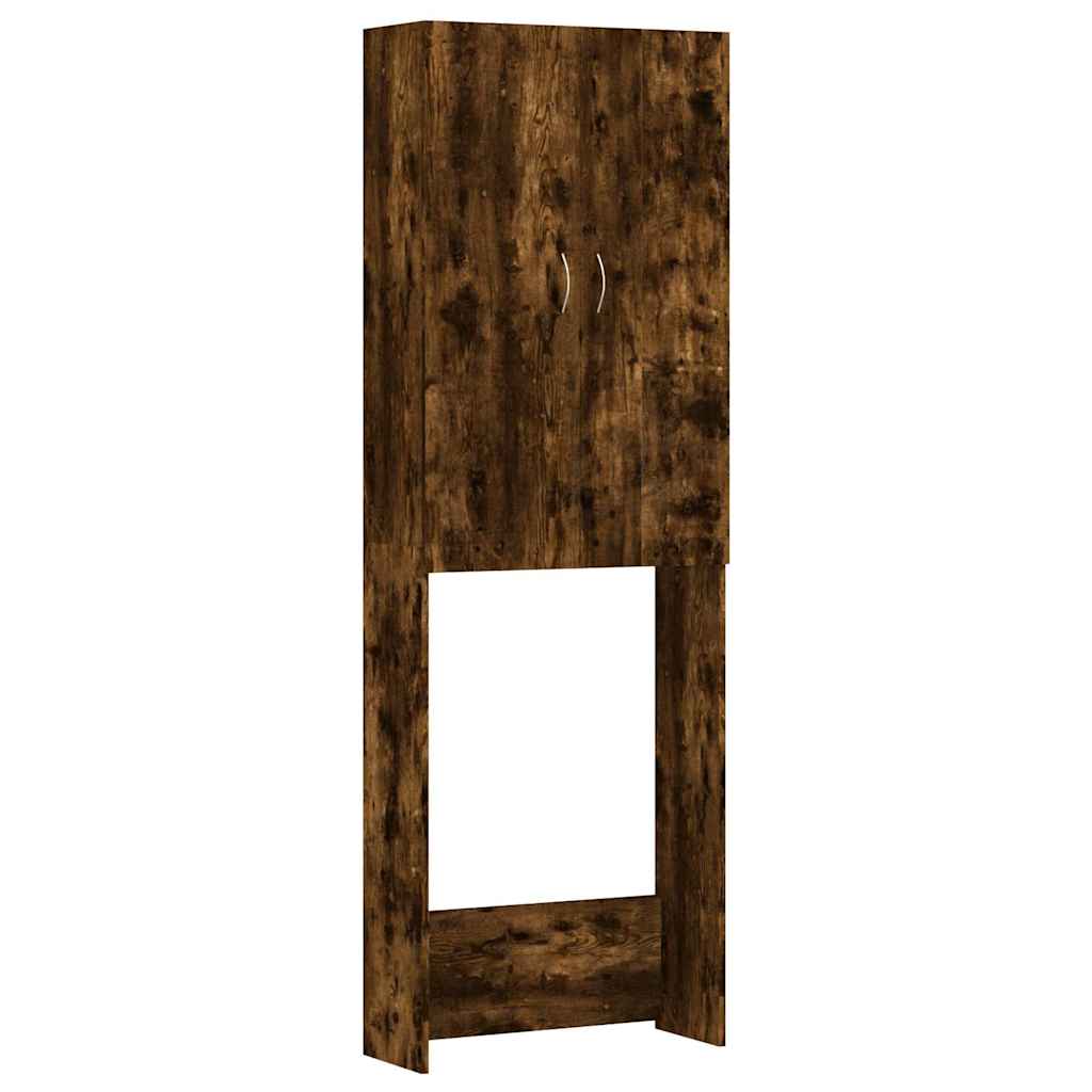 vidaXL Tvättmaskinsskåp rökfärgad ek 64x25,5x190 cm