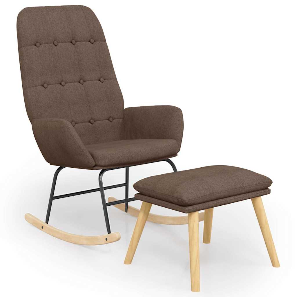 vidaXL Gungstol med fotpall taupe tyg
