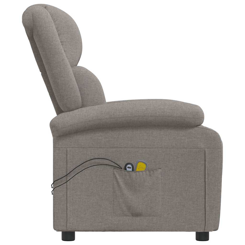 vidaXL Elektrisk massagefåtölj taupe tyg