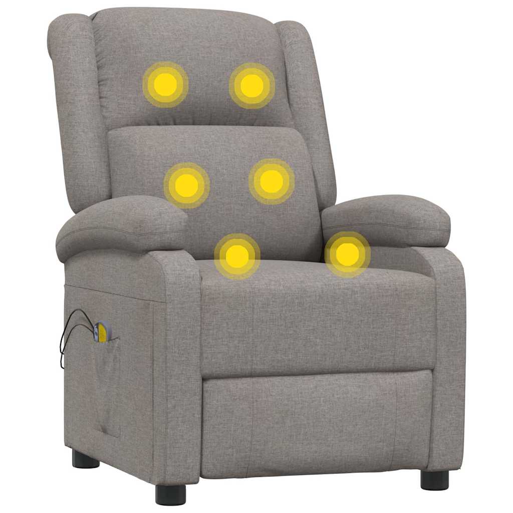 vidaXL Elektrisk massagefåtölj taupe tyg