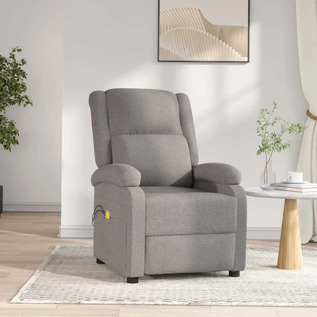 vidaXL Elektrisk massagefåtölj taupe tyg