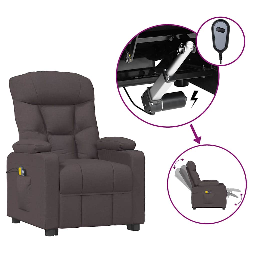 vidaXL Elektrisk massagefåtölj mörkbrun tyg