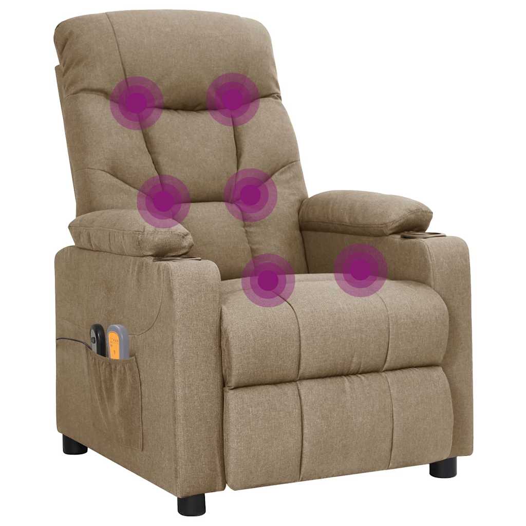 vidaXL Elektrisk massagefåtölj taupe tyg