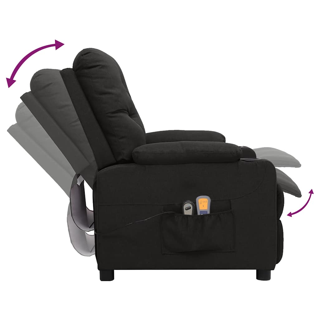 vidaXL Elektrisk massagefåtölj svart tyg