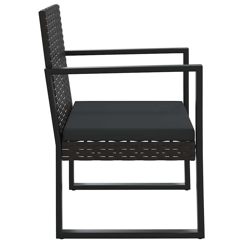vidaXL Loungegrupp för trädgården med dynor 4 delar svart konstrotting